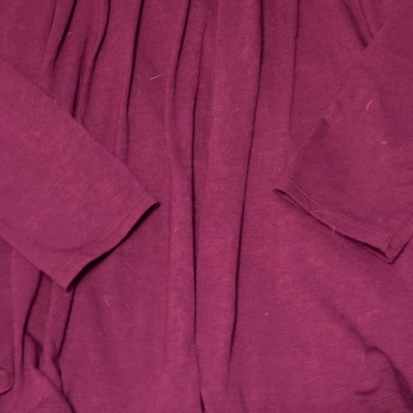 Zenana Dark Plum Henley Babydoll Long Sleeve Button Up Top Size Large - Picture 3 of 9